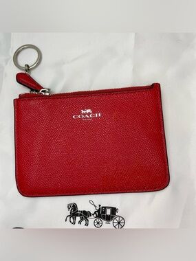 Coach Vibrant Red Leather Wallet Coin Purse